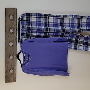 NWOT Sonoma Blue and White Plaid  Pajama Set SZ LG